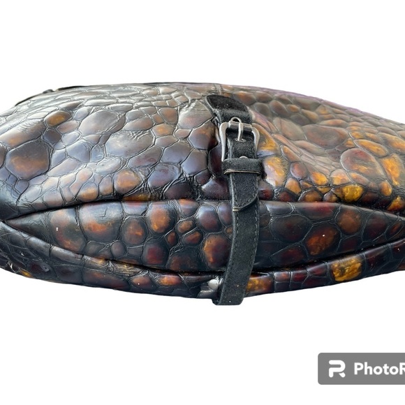 Donald J. Pliner Made In Italy Patent Embossed Croc Hobo Bag - Picture 14 of 16